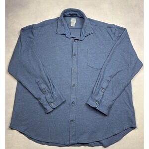 Giasone Mens XXL Blue Heathered Cotton Lyocell Long Sleeve Button Down Shirt